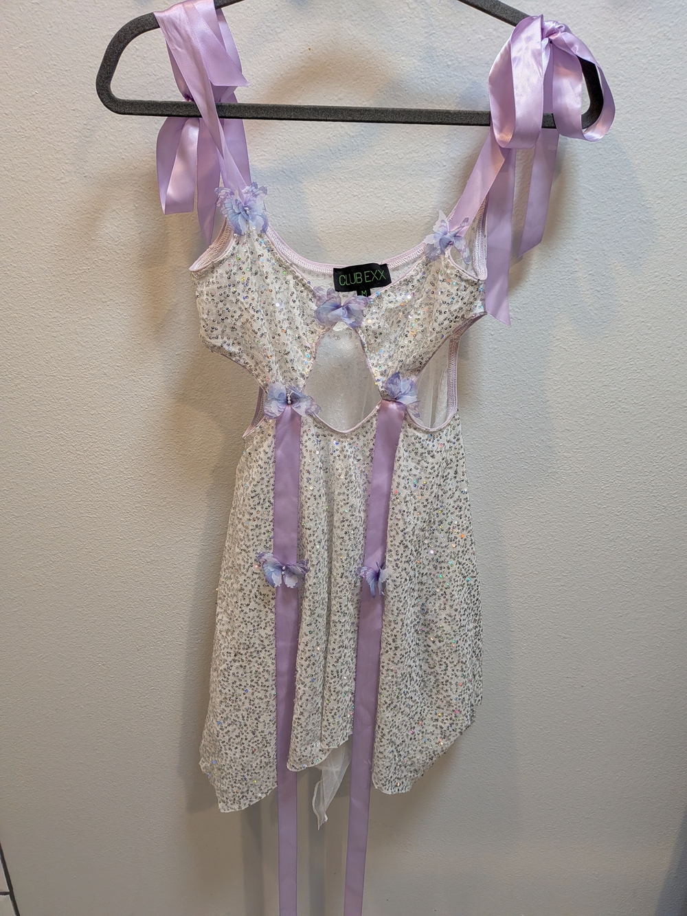 Club Exx Festival Rave Handkerchief Sequin Mini Dress M